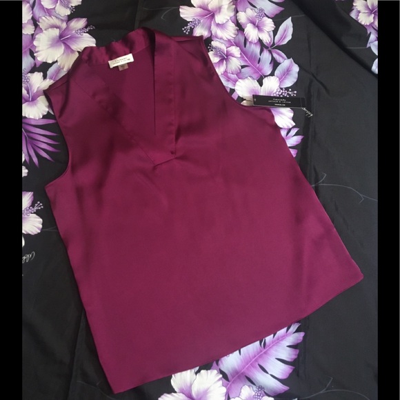 🍍 NWT Shiny V-Neck Sleeveless Blouse by Tahari ASL size XS - Picture 9 of 9